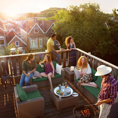 1,2 or 3 Seater Replacement Seat Cushion Pads for Keter Allibert California Rattan Outdoor Furniture | Water Resistant Rattan Patio Set Sofa Cushions Pads (Armchair, Bottle Green)